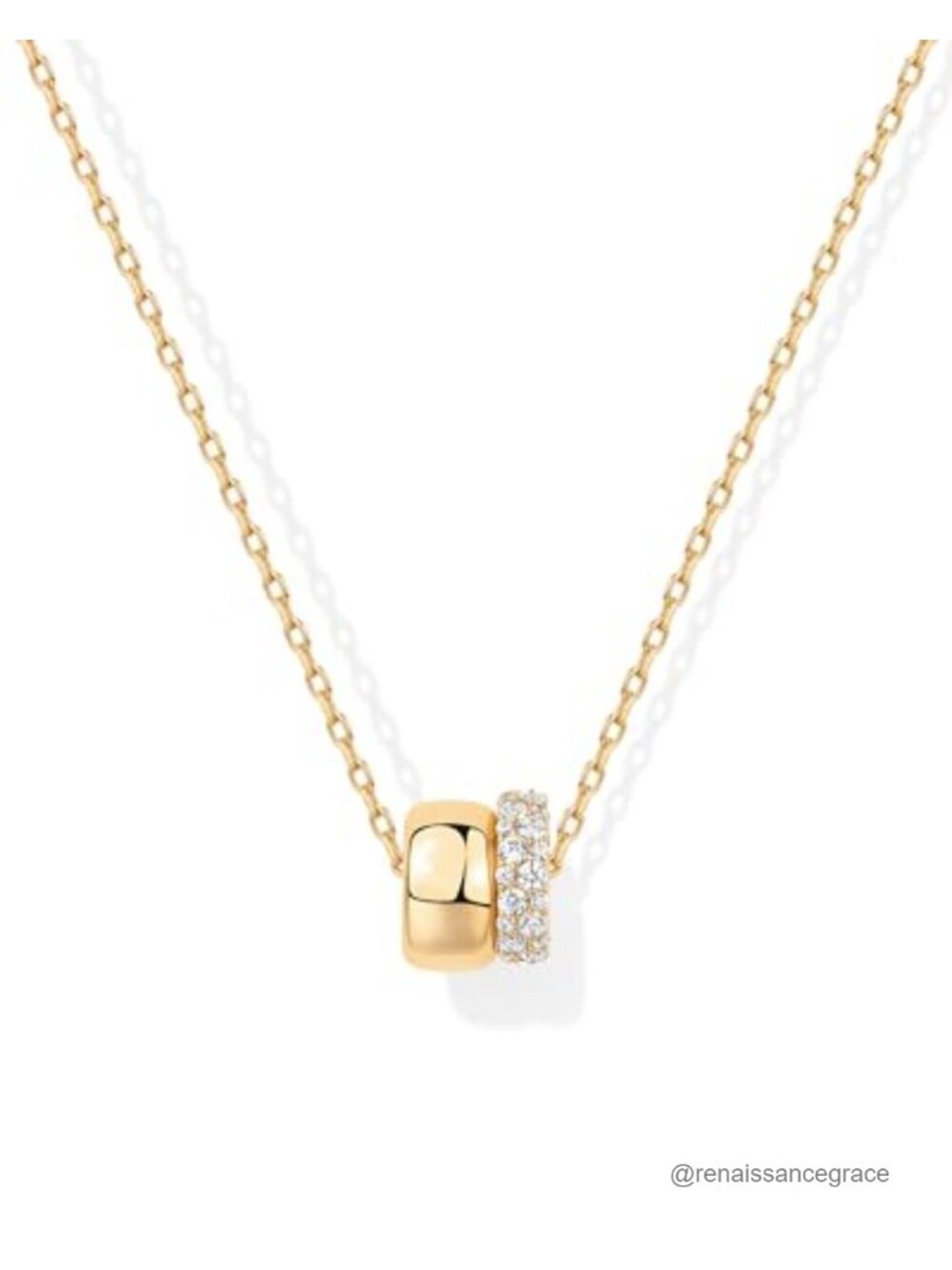 14K Gold Plated CZ Rondelle Pendant Necklace Women
